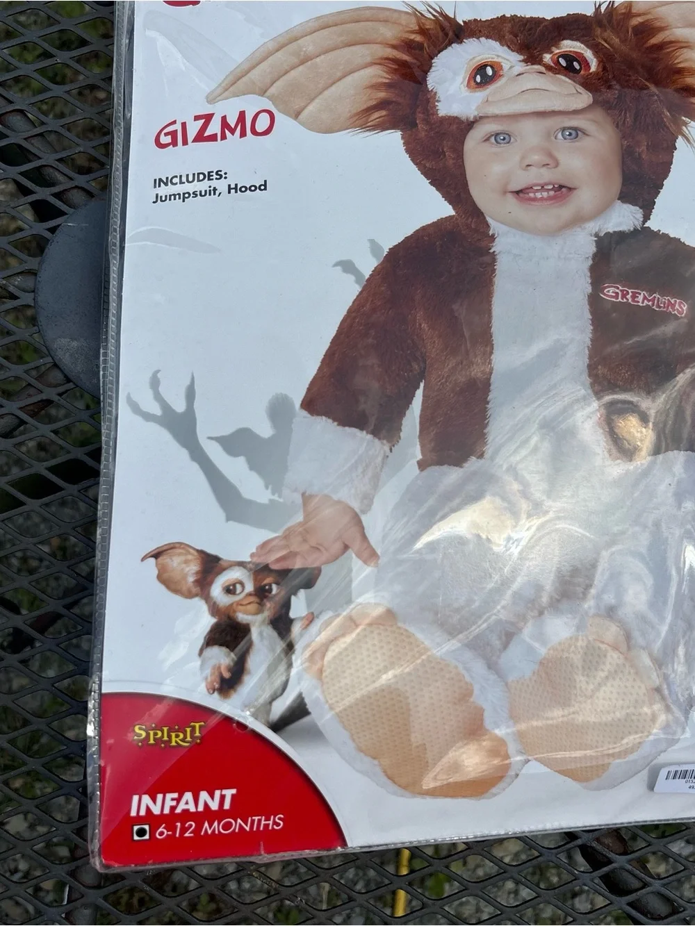 Gremlins Gizmo Infant Brown and White Costume Jumpsuit with Hood 6-12 mos